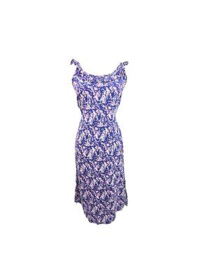 NWt Women's Navy Blue Pink Ditsy Floral Ruffle Strappy Maxi Dress Women S/M